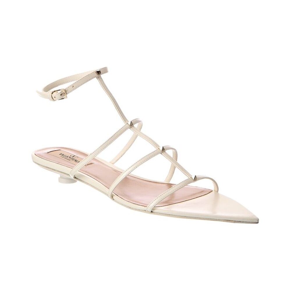 Valentino Rockstud 20 Leather Pump, White
